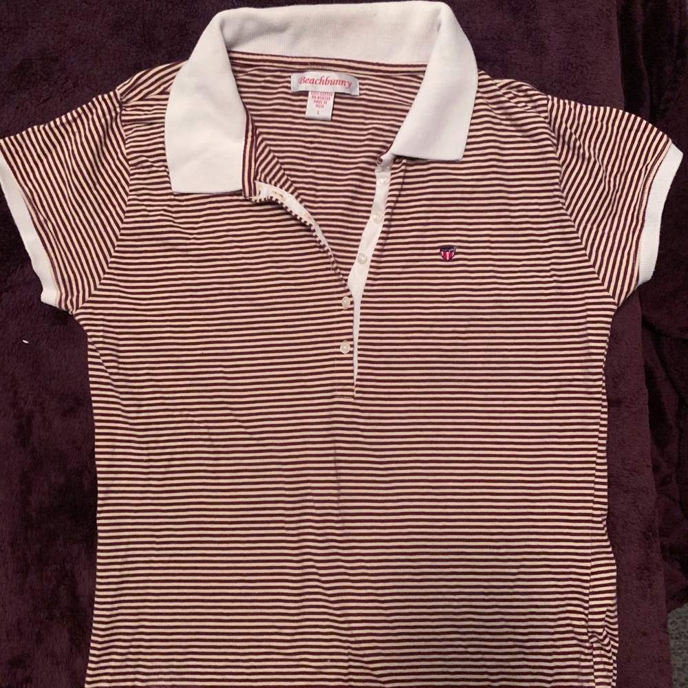 tan striped shirt